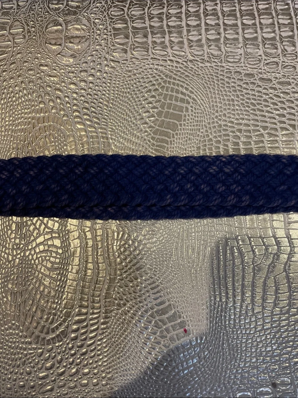 Ralph Lauren Navy Braided Cotton Belt with Red Pony Emblem